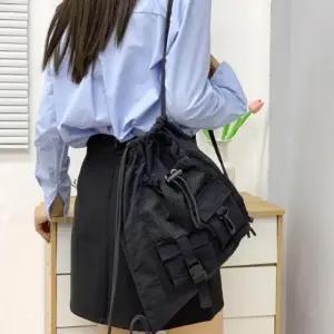 블랙 나일론 백팩 여성 백팩 캐주얼 가방 운동 가방 여행용
