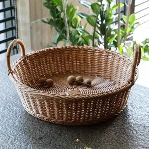 바구니 바스켓 원형 빵집 대형 야채 감성 40x10cm ,원형 양귀걸이