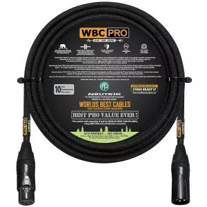 15피트 - WBC-PRO-Quad 초침묵 초유연성 밸런스 스타-쿼드 케이블 뉴트릭 남녀 XLR 플러그 및 블랙 트위드