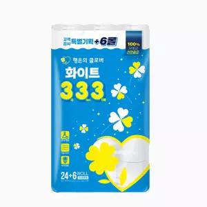 행운의클로버 화이트 333 3겹 30m 30롤 천연펄프 화장지