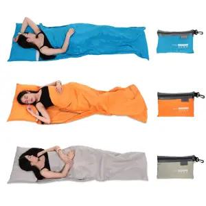 경량 야외 침낭 라이너 폴리에스터 폰지 휴대용 싱글 캠핑 여행 호텔 수면 가방 75x20cm