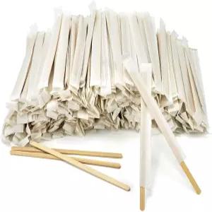 Boesma 500Pcs 대나무 커피 교반기 개별 포장 - 교반 스틱 5.5인치 바용 및 칵테일용 일회용
