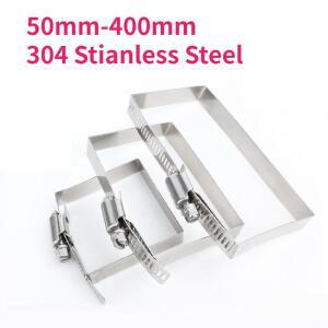 2/5개 50mm-400mm 304 스테인리스 스틸 사각 파이프 클램프 호스 클립 웜 드라이브 내구성 있는 산화 방지