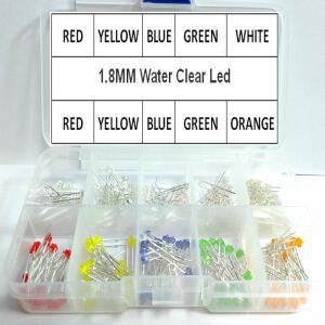 200 개/몫 1.8MM LED 구색 키트 기본 물 맑은 빨간색 파란색 녹색 노란색 주황색 흰색 DIY 다이오드 팩 6