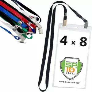 5팩 - 비틀림이 없는 대형 4 x 8 인치 티켓 및 이벤트 자격 증명 배지 홀더 두 개의 불독 클립이 있는 양면