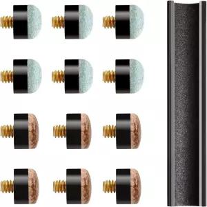 신실비 12 PCS 풀 스틱 팁 교체 키트 10mm12mm13mm 큐 하드 앤 소프트 나사 셰이퍼가 있는