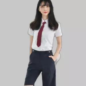 교복몰 (허리조절) 스판 네이비 교복 반바지(여자)
