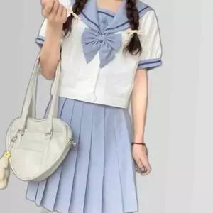 교복몰 블루라인 스카이블루 반팔 마린 세라복 세트