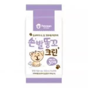 강아지물티슈 위생용품 펫크린 손.발.똥꼬크린 30매 강아지물티슈 (W16212F)
