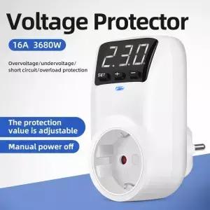 새로운 가변 전압 보호기 소켓 AC 230V 16A 자동 전원 서지 과전압 보호 기능이있는 EU 플러그