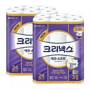 크리넥스 데코앤소프트 3겹(108mmX35m) 24롤 X 2개