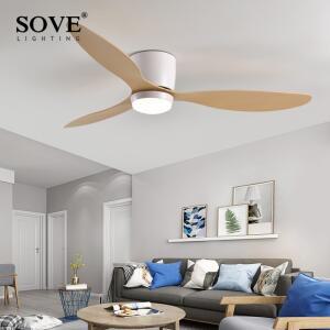 SOVE 모던 화이트 BLDC 52인치 천장 선풍기 LED 조명 포함 리모컨