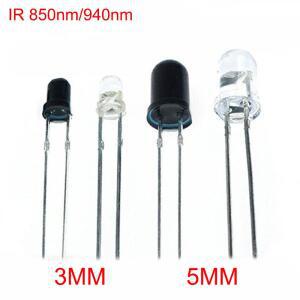 3mm 5mm IR LED 발광 다이오드 850nm 940nm 이미터 수신기 적외선 포토 트랜지스터 포토다이오드 보이지 않