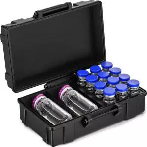 허쉬 펩드 케이스 2 x 3ml BAC 바이알 워터 GLP 듀얼 사이즈 및 4 슬롯 보관 냉장고 여행용