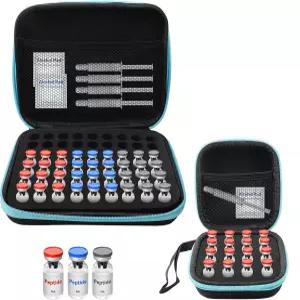 2팩 3ML 펩드 케이스 정리함 63개 슬롯 및 메시 포켓 포함 6개 병 냉장고용 보관 가방 전용