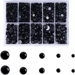 Zbrchz 850pcs 원형 검은색 플라스틱 인형 눈 4mm 플랫백 카보숑 버튼 구슬 아미구루미스 크로셰 곰 공예품