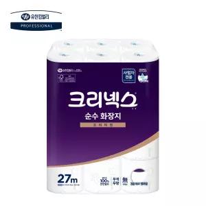 유한킴벌리 크리넥스 뉴 순수 3겹 화장지 27m 24롤/부드럽고 도톰한 두루마리 휴지 비데용 롤 티슈 4518065-01