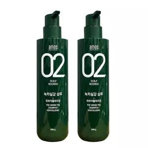아모스 녹차실감 샴푸 리바이탈라이징 500g 2개 세트