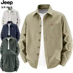 JEEP SPIRIT 면 100% 고퀄리티 남자 오버 루즈핏 카라 캐주얼 셔츠 빅사이즈
