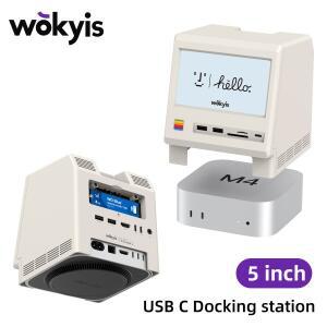 Wokyis M5 10Gbps 맥 미니 M4 도크 5인치 풀 HD IPS 스크린 USB-C 허브  디스플레이 M.2 SSD 인클로저 포함