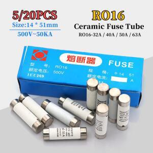 5/20Pcs 14x51mm(RO16) 고속 블로우 세라믹 퓨즈 500V~50KA RO16-32A 40A 50A 63A