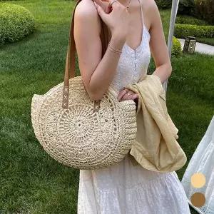 [다잇템]여자 데일리 여름 내추럴 무드 피크닉 원형 가방