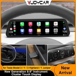 Vjoycar OTA 업그레이드 9.6인치 테슬라 모델 3 Y 3 하이랜드 Y 주니퍼용 계기판, 카플레이 안드로이드 지