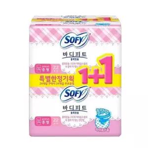 [룽스_65]볼록맞춤 날개 중형 여성용품 생리대 22+22입