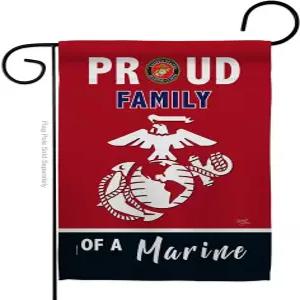 자랑스러운 가족 해병대원 정원 깃발 - 미군 해병대 USMC 셈퍼 피 미 육군 참전용사 은퇴 공식 하우스 배너