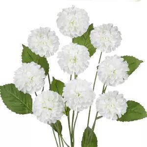 홀리온 27.6인치 흰색 인조 달리아 꽃 3개 가짜 장미 꽃다발 볼 꽃꽂이 중앙 장식용 긴 줄기 3개가 달린