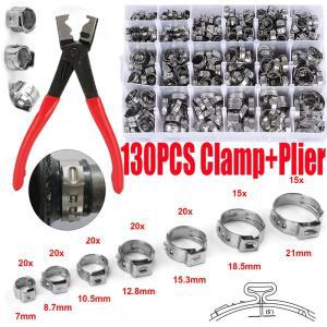 1308045pcs 304 스테인레스 스틸 호스 클램프 5.8-23.5mm 스프링  워터 파이프 클립  1PCS 펜치 도구