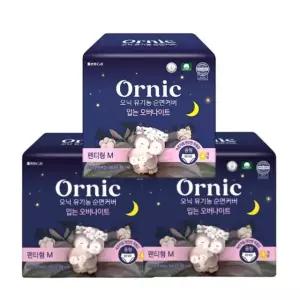 쌍용 오닉 유기농 순면커버 입는 오버나이트 중형 4개입 3팩 중형날개8p