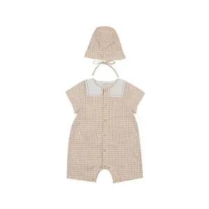 [더센트럴] 아가방 여름 노아체크반팔우주복(모자)(BEIGE)01T32750221