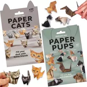3D 오리가미 키트 100PCS DIY 고양이 강아지 크리에이티브 종이 나만의 접기 패턴 귀여운 인쇄 책상 장식