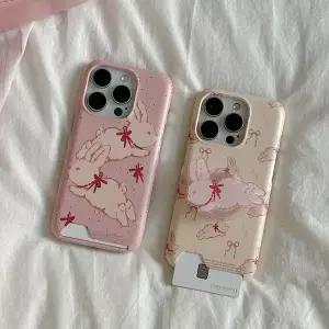메이드모먼 fuzzy ribbon bunny 디자인 카드수납 폰케이스