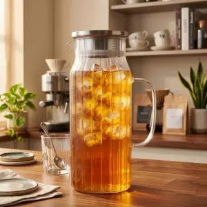 내열유리 냉장고 손잡이 물통 라인 플리츠 물병 1.5L