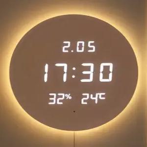 플라이토 3세대 백라이트 루나 온습도 LED 벽시계