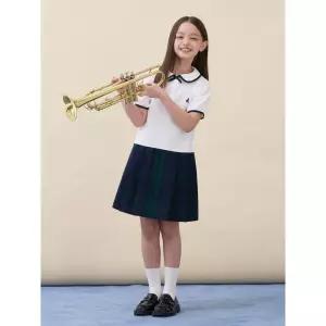 [BEANPOLE KIDS] 클래식 반소매 저지 믹스 체크 원피스  아이보리 (BI6371G030)