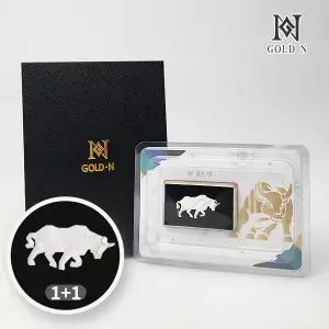 골드앤 황소 디자인 실버바 3.75g [1+1][2개 구성/개별포장]