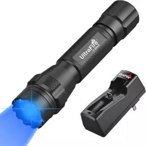 울트라파이어 블루 라이트 손전등 450-460nm 싱글 모드 LED 야간 낚시 및 사냥을 위한 휴대용 컴팩트