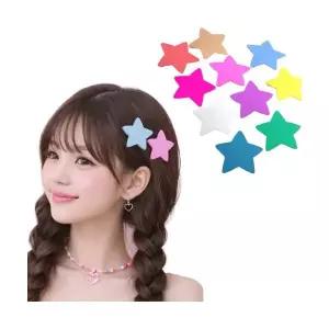 콩이네리본 10개 큰별 파스 컬러 똑딱핀 헤어핀 머리핀 앞머리 포인트 Y2K룩 걸그룹 데이트 별머리핀