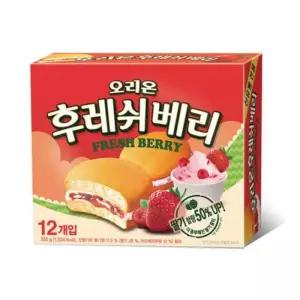[오리온] [무료배송]오리온 후레쉬베리 딸기맛 336g x 4개