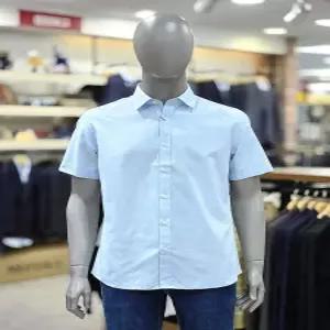 세이브존04 세미와이드 에리 반팔블루슬림핏셔츠 ZOACC52Z (49475005)
