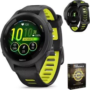 Garmin 010-02810-03 포러너 265S GPS 스마트워치 블랙/앰프 옐로우 번들 및 데코 에센셜 26개월 CPS 강화