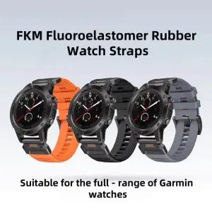 FKM 플루오로엘라스토머 고무 스마트워치 스트랩 22mm 가민 페닉스 8/7X/7 프로/965/955 및 인스팅트 3