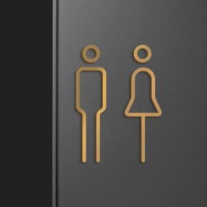화장실 표지판 황동 워시룸 도어 벽 라벨 스티커 블랙 골드 컬러 Wc 홀더