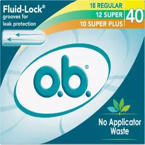 o.b 탐폰 무첨가 무향 - 40ct 레귤러 /12ct 슈퍼 /10ct 플러스 멀티팩 페미닌 케어 오브 생리용품