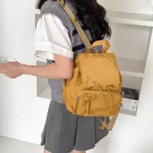 겨자색 나일론 백팩 포켓가방 수납가방 캐주얼 여성 여행용백팩 WFO9SQV