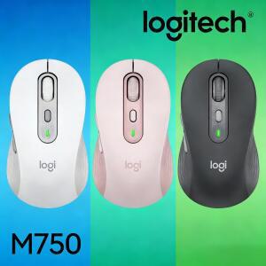 M750 무선 마우스, 로지텍 듀얼 모드 블루투스, 무소음, 사무실 및 비즈니스용 크로스 디바이스 전송