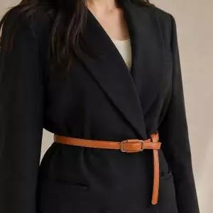 여성 골드 버클 슬림 벨트 심플 데일리 원피스 청바지 가죽 벨트